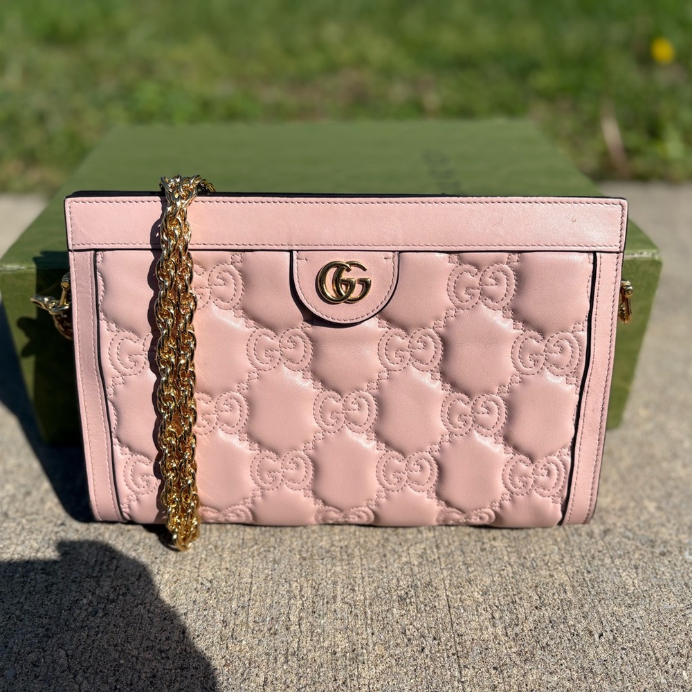 Gucci Blush Pink Shoulder Bag with Gold Chain
